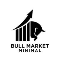 premium bull bear with economic vector finance black logo design