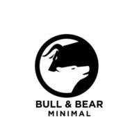 premium bull  bear with economic vector finance black logo design