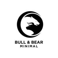 premium bull  bear with economic vector finance black logo design