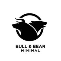 premium bull  bear with economic vector finance black logo design