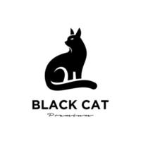 Black cat simple logo design vector