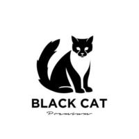Black cat simple logo design vector