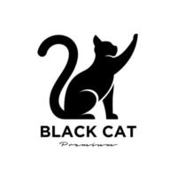 Black cat simple logo design vector