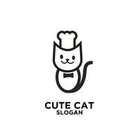 Cute chef cat, pet chef vector logo icon design