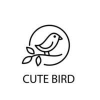 cute bird line simple logo design vector