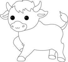 Bull Kids Coloring Page Great for Beginner Coloring Book vector