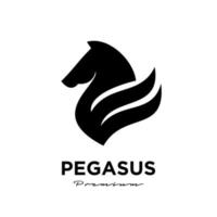 Pegasus fly horse, caballo negro, logo de vector de inspiración de diseño