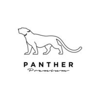 premium black panther vector line logo illustration design