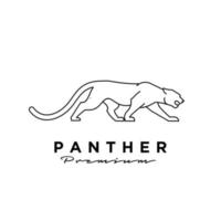 premium black panther vector line logo illustration design