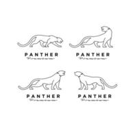 set collection panther logo illustration design vector