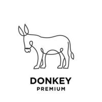 Diseño simple del ejemplo del carácter de la plantilla del icono del logotipo del vector del burro de la línea negra