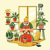 Woman Planting Flower at Home Concept