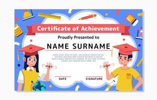 Certificate Template with Students Character vector