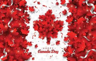 concepto de feliz día de canadá con hojas de arce rojo abstracto vector