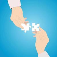 Hands folded puzzle concept isolated on blue background - Vector