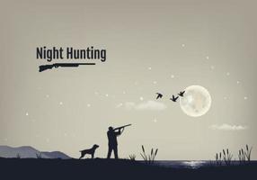 Illustration of the process of hunting for ducks in the night vector