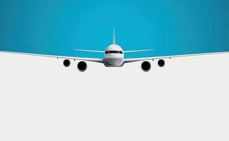 Realistic model of a civil aircraft on a white and blue background - Vector