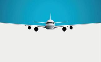 Realistic model of a civil aircraft on a white and blue background - Vector