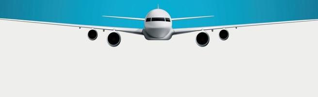 Realistic model of a civil aircraft on a white and blue background - Vector