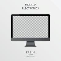 PC Monitor in Black, Silver and White with Reflection - Realistic Vector