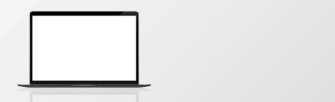 Laptop in Black, Silver and White with Reflection - Realistic Vector