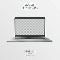 Laptop in Black, Silver and White with Reflection - Realistic Vector