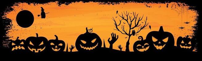 Scary gloomy orange halloween background - Vector