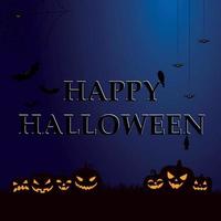 Scary gloomy dark blue halloween background - Vector