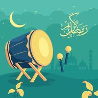 Ramadan Kareem Bedug Background vector