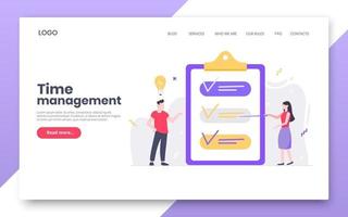 Business time management internet landing page concept vector