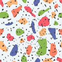 Terrazzo montley stones seamless pattern with colored rocks fractions vector illustration