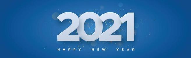 2021 con deseo de año nuevo sobre fondo azul. vector