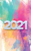 Coming 2021 with new year wish on watercolor background vector