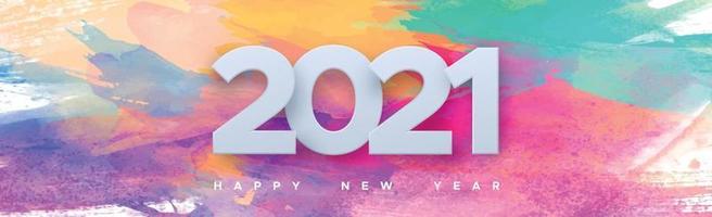 2021 with new year wish on watercolor background vector