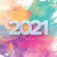 2021 with new year wish on watercolor background vector