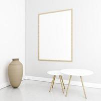 interior minimalista con elegante marco y mesas. concepto de fotografía hermosa de alta calidad y resolución foto