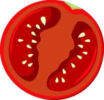 Tomate rojo en rodajas por la mitad sobre fondo blanco. vector