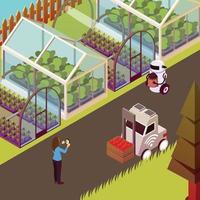 Robots And Hothouse Background Vector Illustration