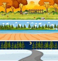 Set of different nature horizontal scenes vector