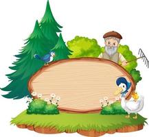 Empty banner template with old farmer man in the garden scene isolated vector