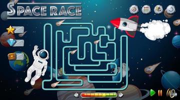 Maze game with space theme template vector