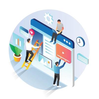 landing page builder isometric style