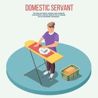 Housemaid Isometric Composition Vector Illustration