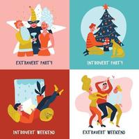 Extrovert Introvert Design Concept Vector Illustration