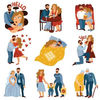 desarrollo de relaciones establecer ilustración vectorial vector