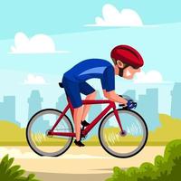 un ciclista conduciendo bicicleta deporte actividad al aire libre ilustración vector