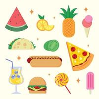 conjunto de diseño de icono de comida de verano vector