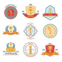 Trophy Awards Flat Emblems Set Vector Illustration