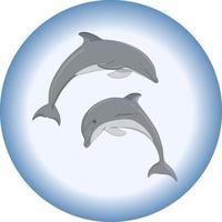 Vector composition of two dolphins in cartoon style