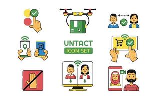 Untact Icon Set in New Normal Condition vector